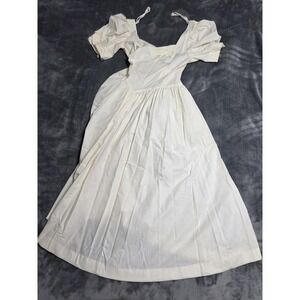 Vintage Laura Ashley Dress Womens 6 White Midi Sleeve Maxi Prairie Cottagecore